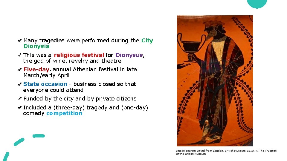 Many tragedies were performed during the City Dionysia This was a religious festival for