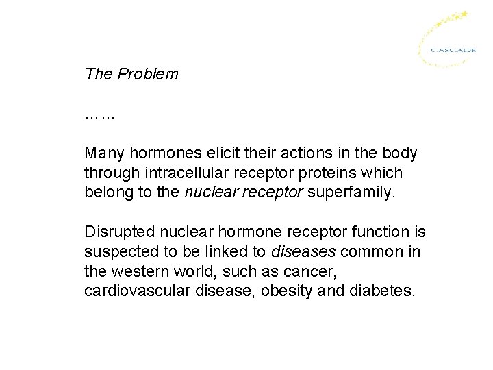 The Problem …… Many hormones elicit their actions in the body through intracellular receptor