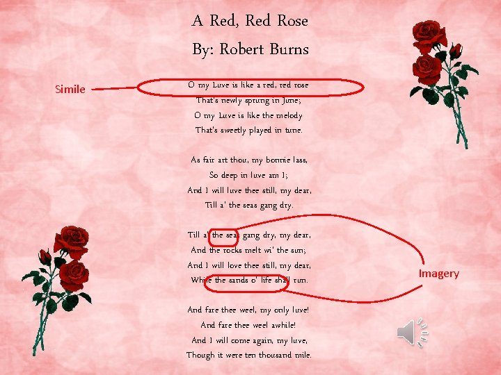 A Red, Red Rose By: Robert Burns Simile O my Luve is like a