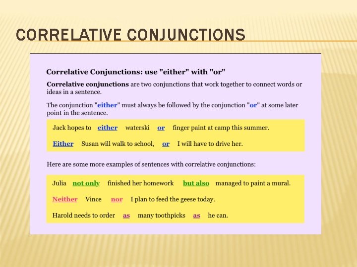 CORRELATIVE CONJUNCTIONS 