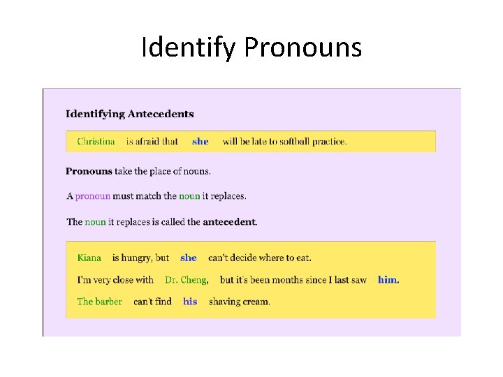 Identify Pronouns 