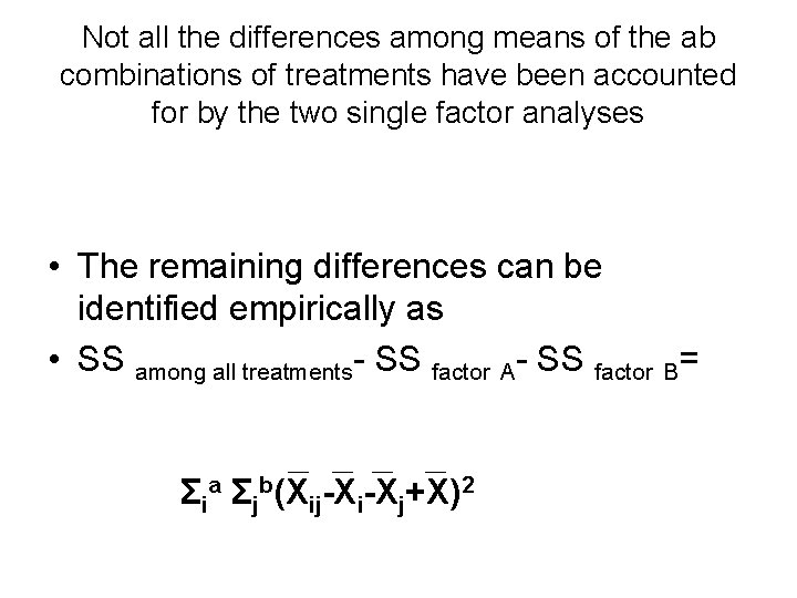 Not all the differences among means of the ab combinations of treatments have been