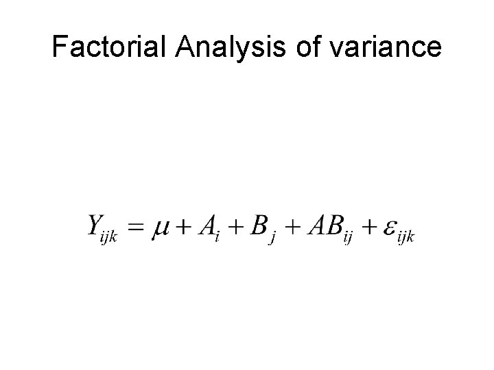 Factorial Analysis of variance 