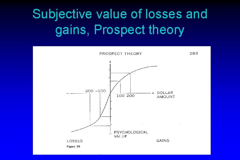 Subjective value of losses and gains, Prospect theory 