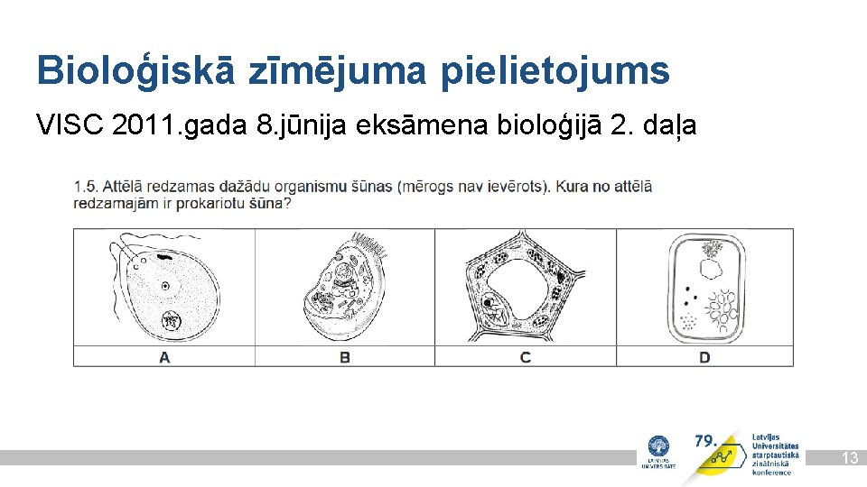 Bioloģiskā zīmējuma pielietojums VISC 2011. gada 8. jūnija eksāmena bioloģijā 2. daļa 13 