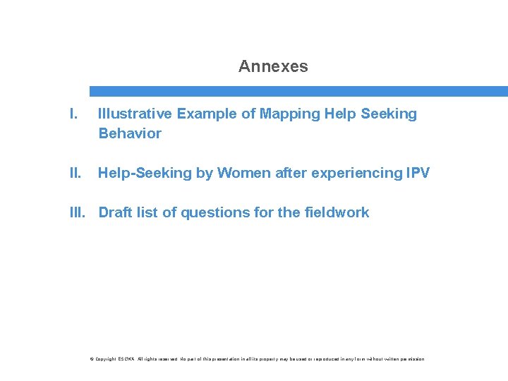 Annexes I. Illustrative Example of Mapping Help Seeking Behavior II. Help-Seeking by Women after
