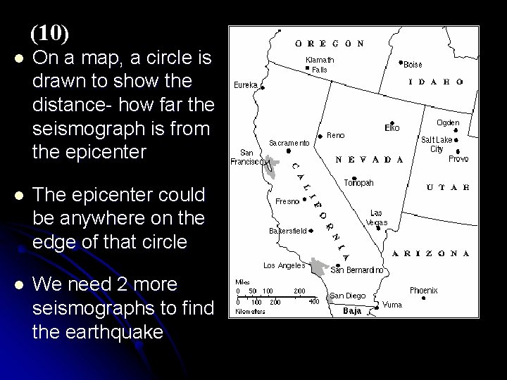 (10) l On a map, a circle is drawn to show the distance- how