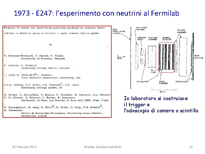 1973 - E 247: l’esperimento con neutrini al Fermilab In laboratoro si costruisce il