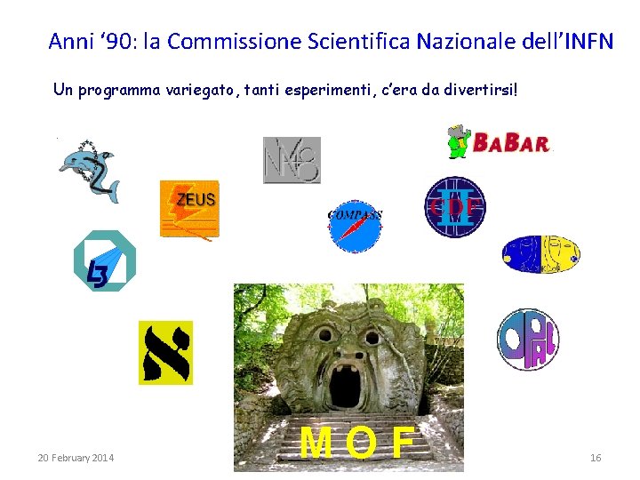 Anni ‘ 90: la Commissione Scientifica Nazionale dell’INFN Un programma variegato, tanti esperimenti, c’era