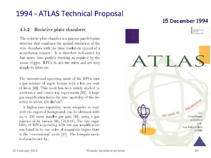 1994 - ATLAS Technical Proposal 20 February 2014 Rinaldo: da Adone ad Atlas 15