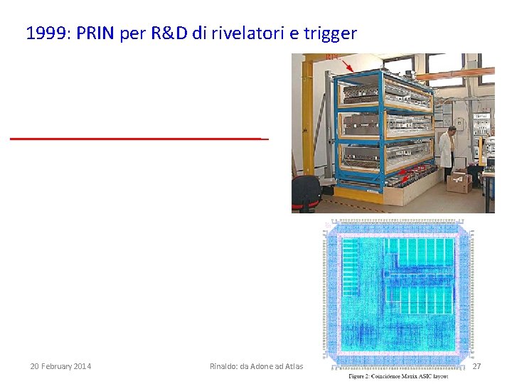 1999: PRIN per R&D di rivelatori e trigger 20 February 2014 Rinaldo: da Adone