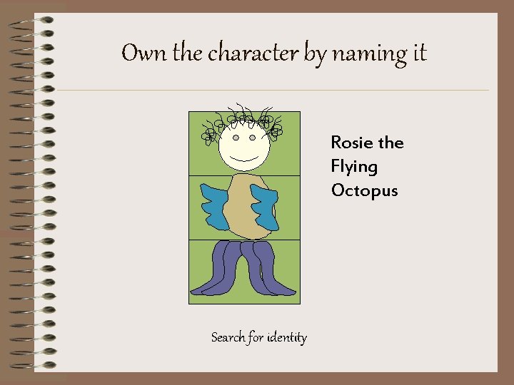Own the character by naming it Rosie the Flying Octopus Search for identity Own the character by naming it Rosie the Flying Octopus Search for identity