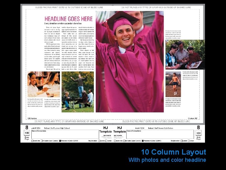 100 101 10 Column Layout With photos and color headline 