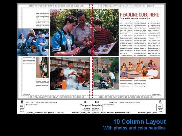 100 101 10 Column Layout With photos and color headline 