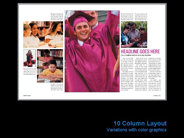 10 Column Layout Variations with color graphics 