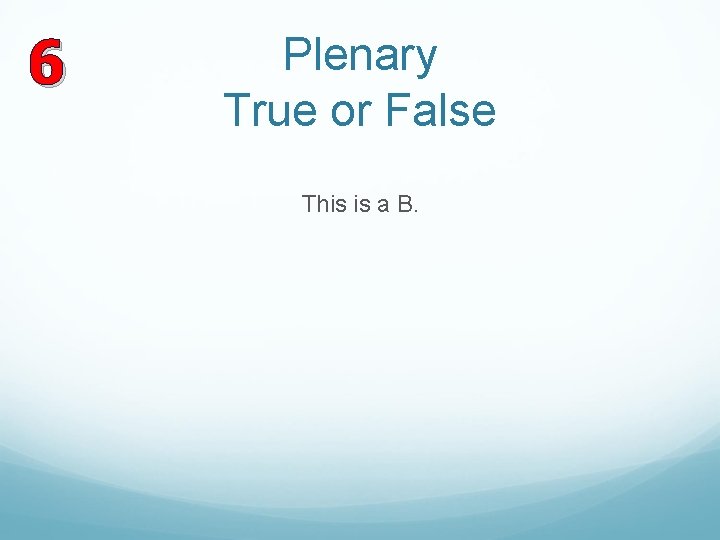 6 Plenary True or False This is a B. 