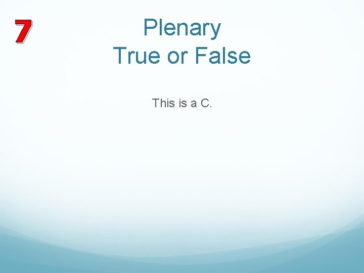 7 Plenary True or False This is a C. 