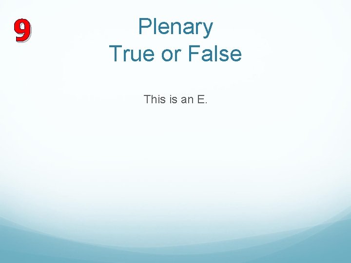 9 Plenary True or False This is an E. 