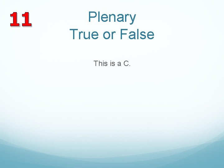 11 Plenary True or False This is a C. 