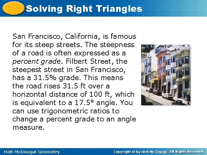 Solving Right Triangles Warm Up Lesson Presentation Lesson