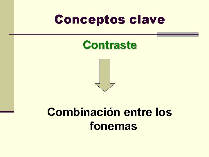 Conceptos clave Contraste Combinación entre los fonemas 