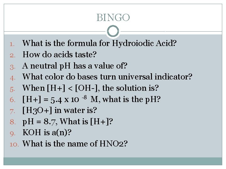 Acid Base Rockets Today Acids Bases 1 4 b BINGO Rocket