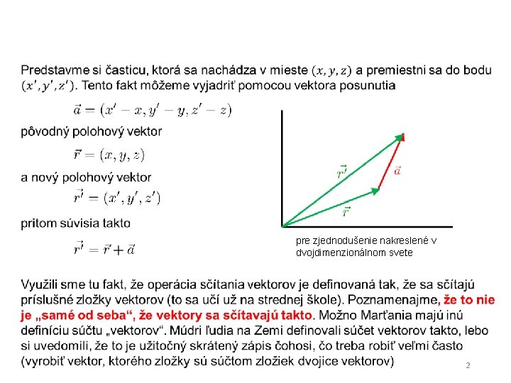 pre zjednodušenie nakreslené v dvojdimenzionálnom svete 2 