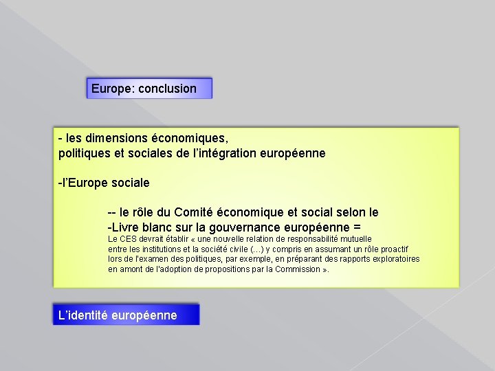 Europe: conclusion - les dimensions économiques, politiques et sociales de l’intégration européenne -l’Europe sociale