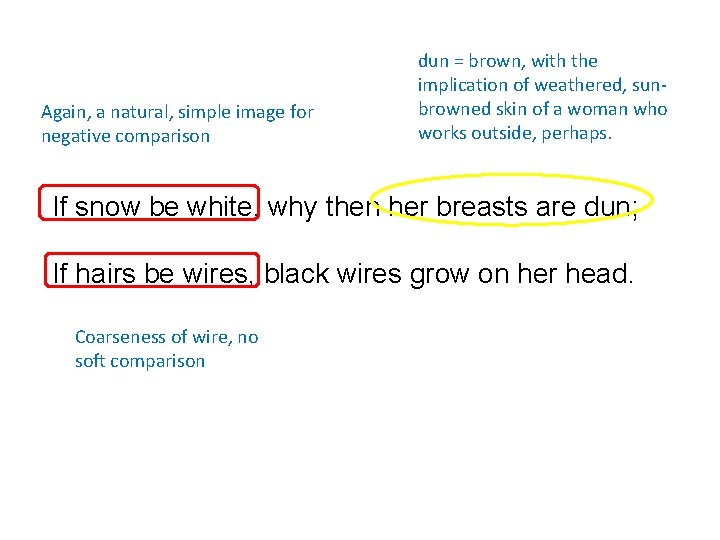 Again, a natural, simple image for negative comparison dun = brown, with the implication