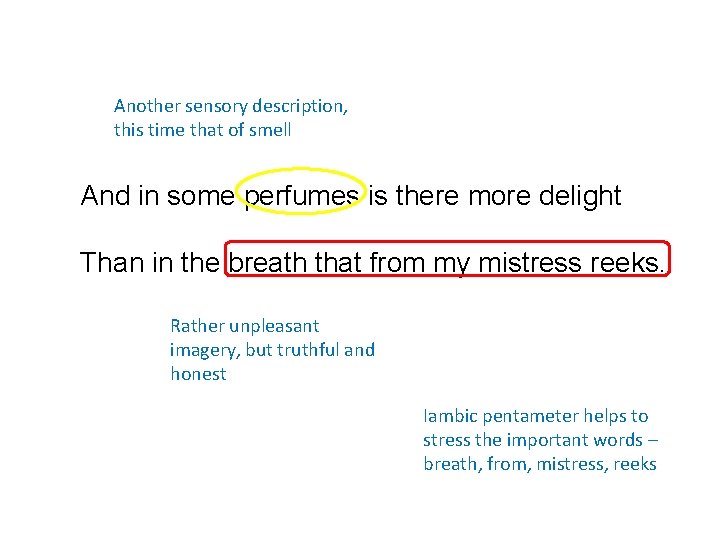 Another sensory description, this time that of smell And in some perfumes is there