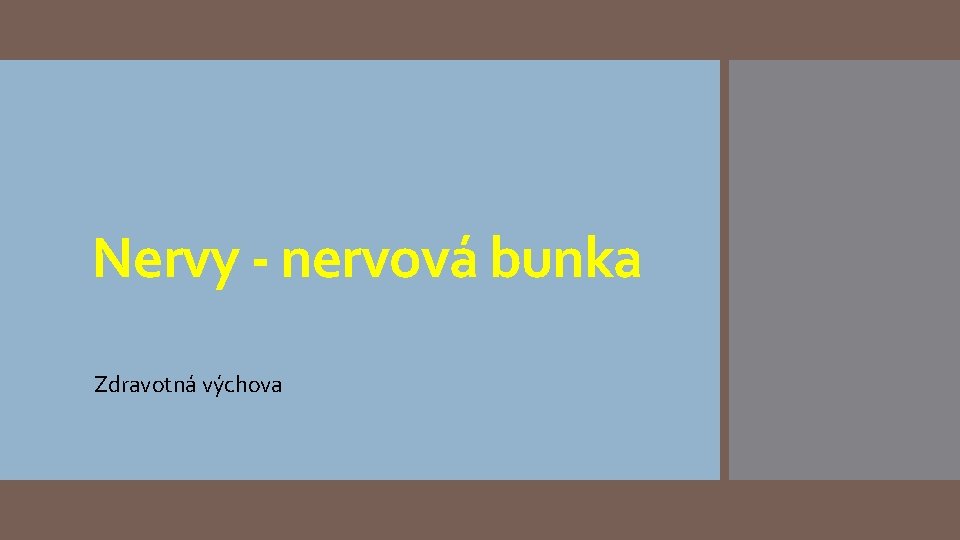 Nervy - nervová bunka Zdravotná výchova 