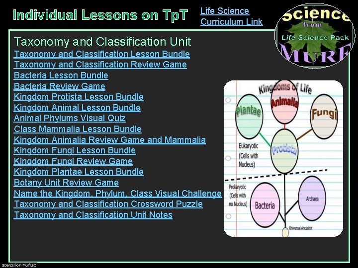 Individual Lessons on Tp. T Life Science Curriculum Link Taxonomy and Classification Unit Taxonomy