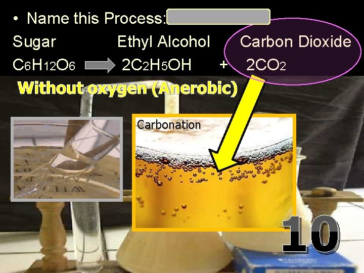  • Name this Process: Fermentation Sugar Ethyl Alcohol Carbon Dioxide C 6 H