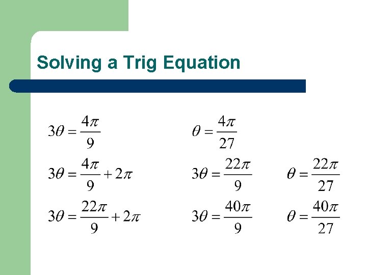 Solving a Trig Equation 