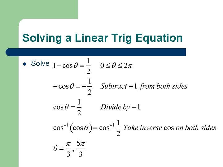 Solving a Linear Trig Equation l Solve 