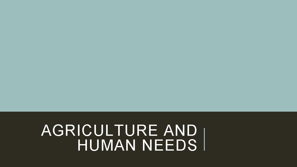AGRICULTURE AND HUMAN NEEDS 