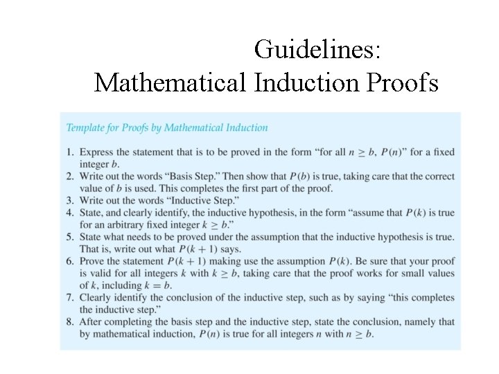 Guidelines: Mathematical Induction Proofs 