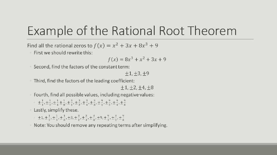 Example of the Rational Root Theorem 