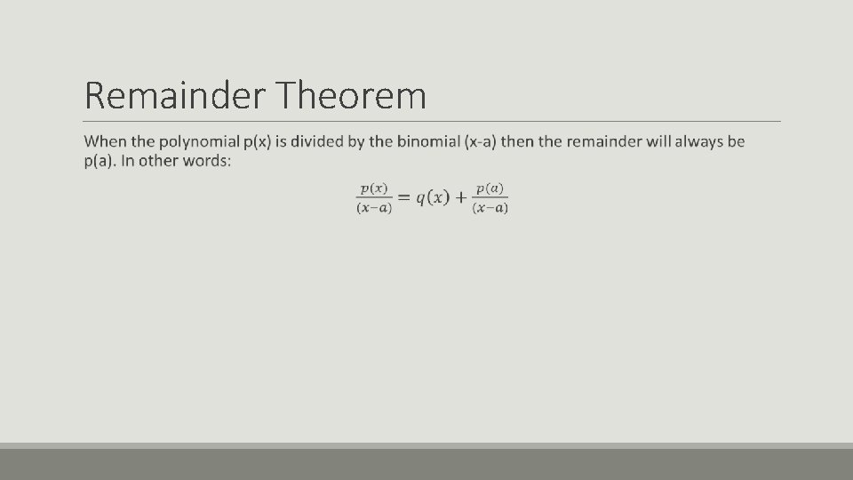 Remainder Theorem 