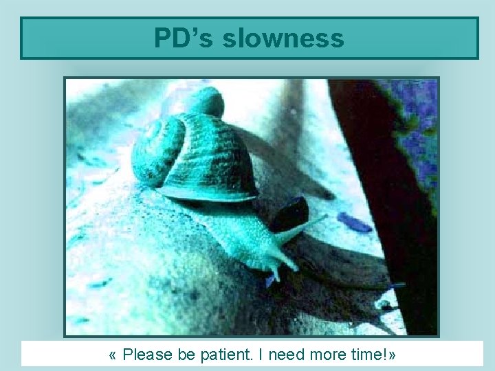PD’s slowness « Please be patient. I need more time!» 