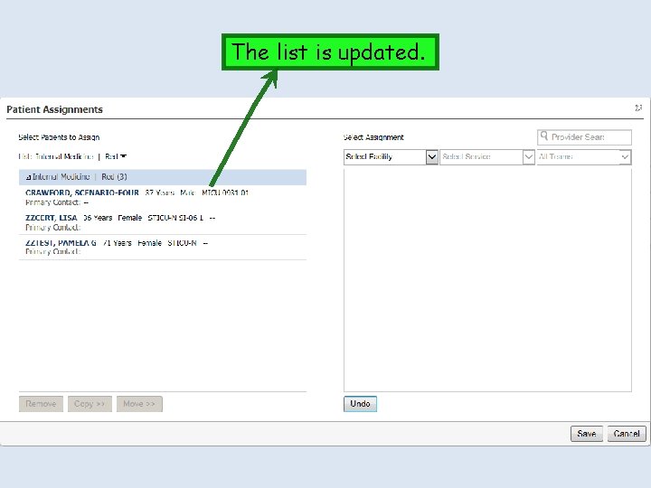 The list is updated. The list is updated.