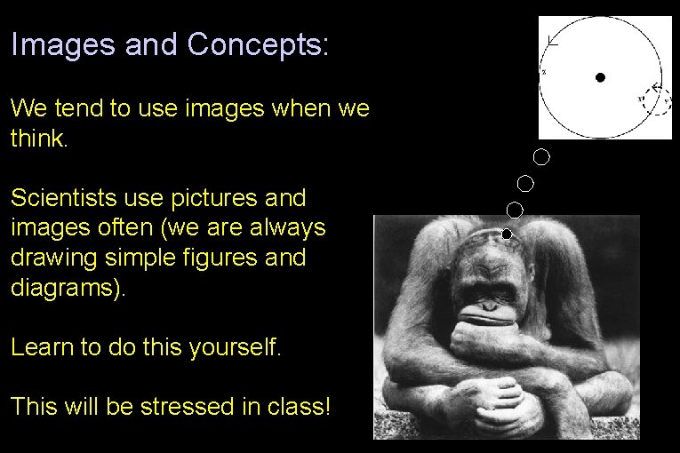 Images and Concepts: We tend to use images when we think. Scientists use pictures