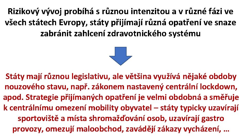 Rizikový vývoj probíhá s různou intenzitou a v různé fázi ve všech státech Evropy,