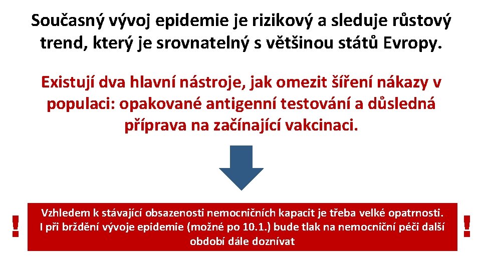 Současný vývoj epidemie je rizikový a sleduje růstový trend, který je srovnatelný s většinou