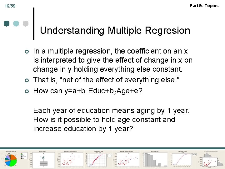 Part 9: Topics 16/59 Understanding Multiple Regresion ¢ ¢ ¢ In a multiple regression,