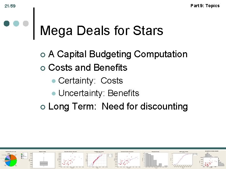 Part 9: Topics 21/59 Mega Deals for Stars A Capital Budgeting Computation ¢ Costs