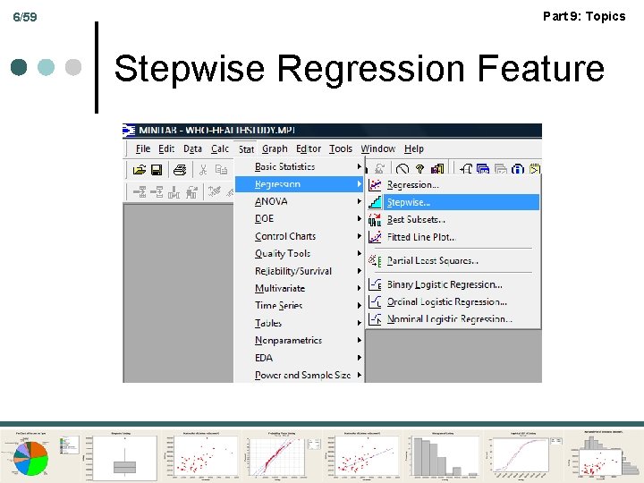 6/59 Part 9: Topics Stepwise Regression Feature 