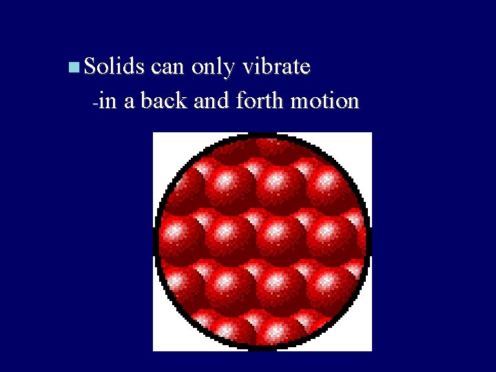  Solids can only vibrate -in a back and forth motion 