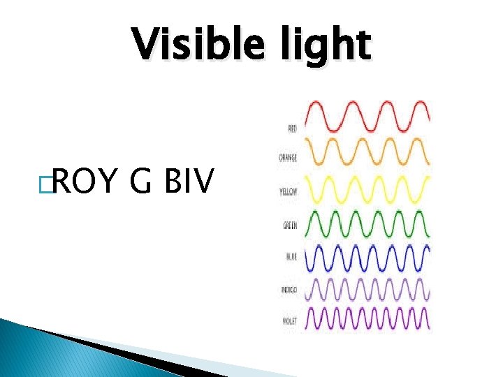 Visible light �ROY G BIV 