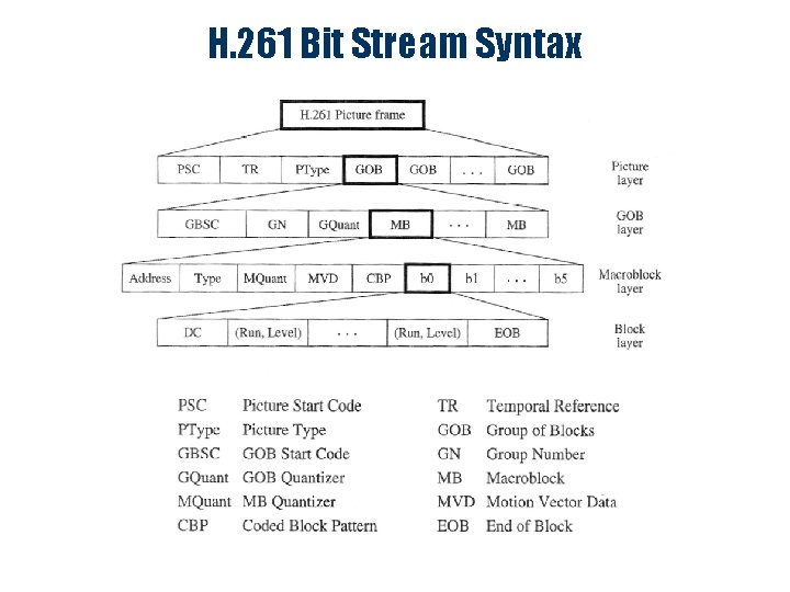 H. 261 Bit Stream Syntax 